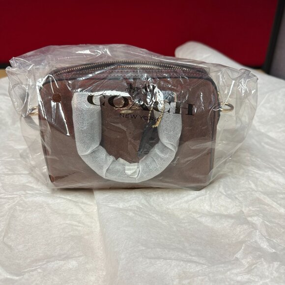 NWT - Coach Mini Rowan Crossbody in Vintage Brown Suede - Picture 2 of 4